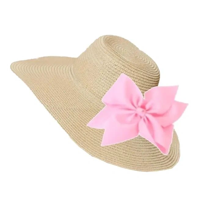 The Chatham Straw Hat with Interchangeable Light Pink Bow - Potpourri Gift Shop
