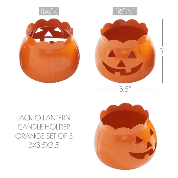 Jack O Lantern Pumpkin Votive & Tealight Candle Holder 3.5" 1PK - Potpourri Gift Shop