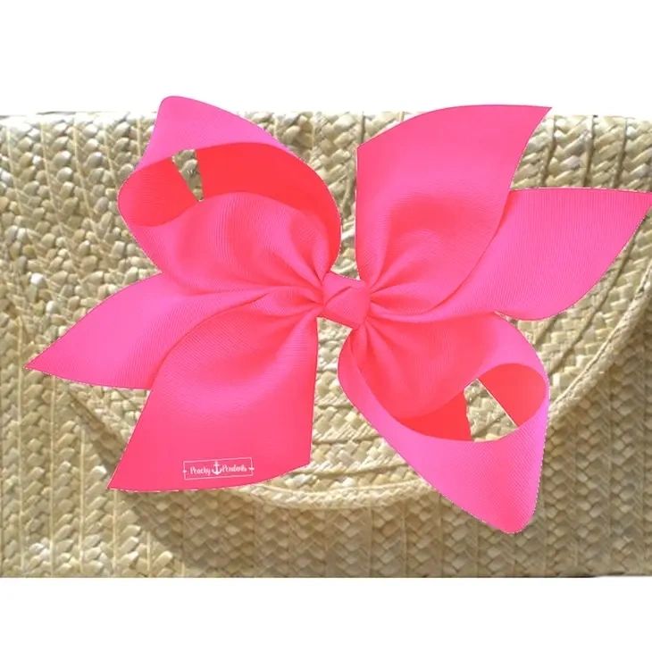 The Vineyard Straw Clutch with Interchangeable Bow - Hot Pink - Potpourri Gift Shop