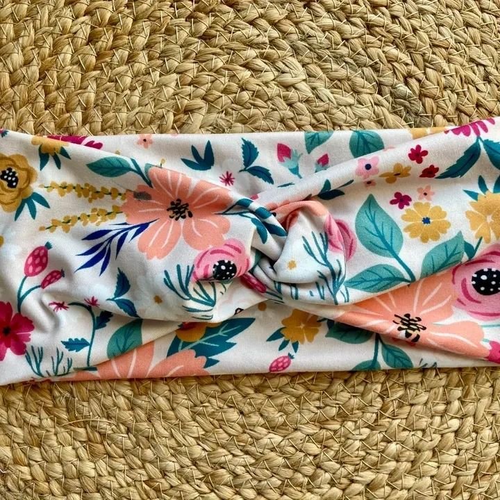 Cream Bright Floral Knit Twist Headband - Potpourri Gift Shop