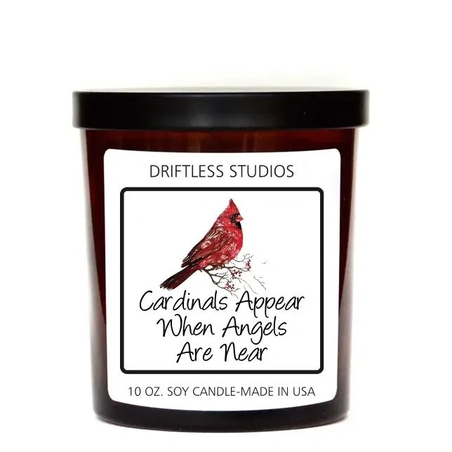 Cardinals Appear when Angels are Near Soy Wax Candle Spiced Red Apple 10oz. - Potpourri Gift Shop