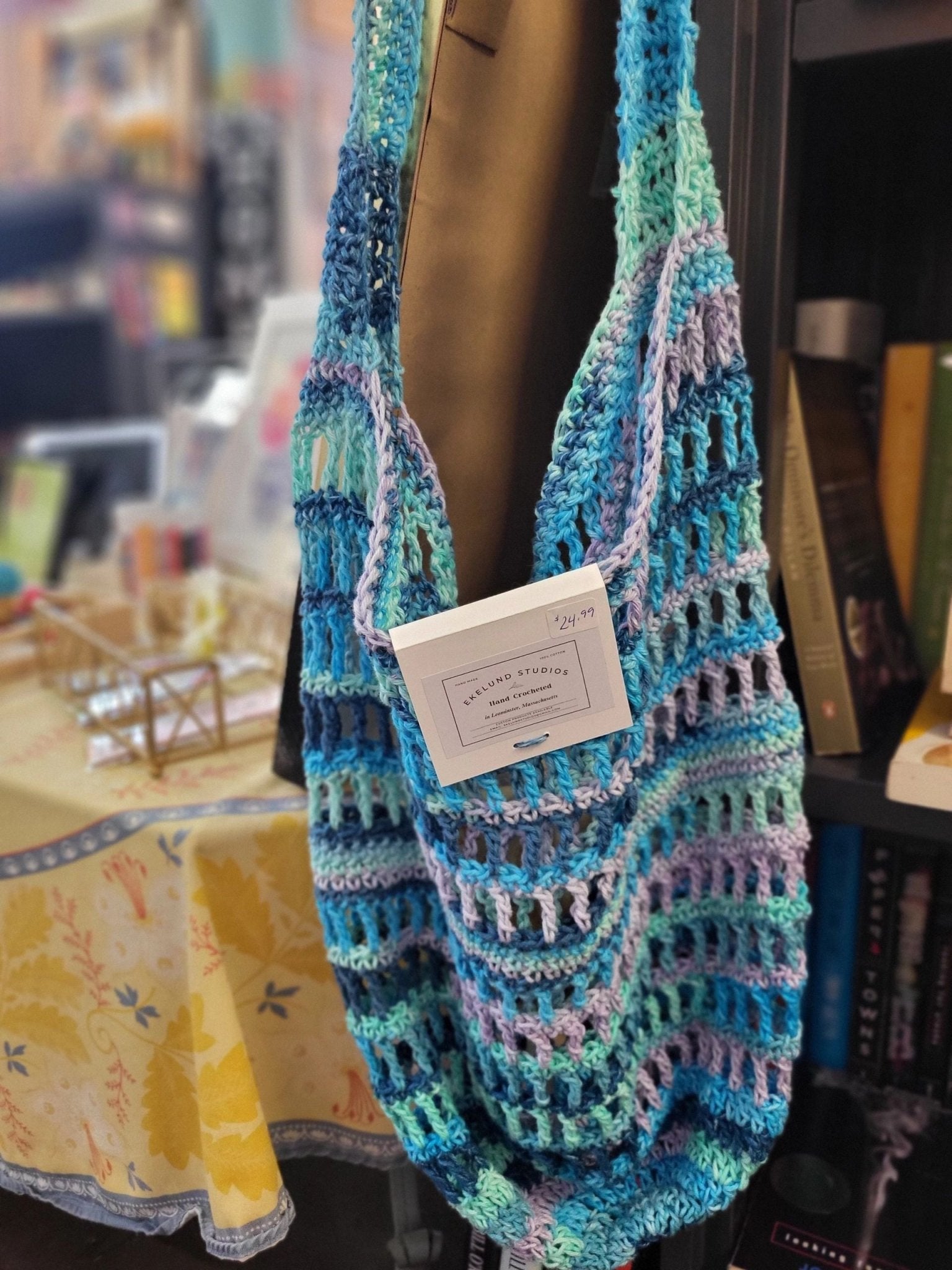 Boho Crocheted Crossbody Bag - Blue - Potpourri Gift Shop