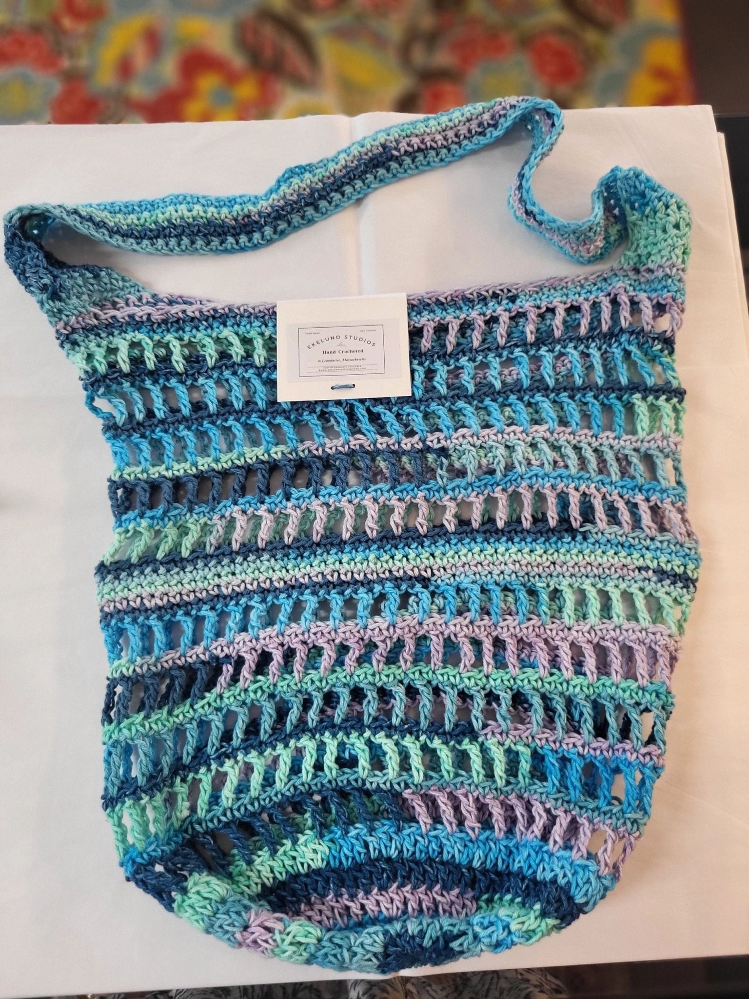 Boho Crocheted Crossbody Bag - Blue - Potpourri Gift Shop