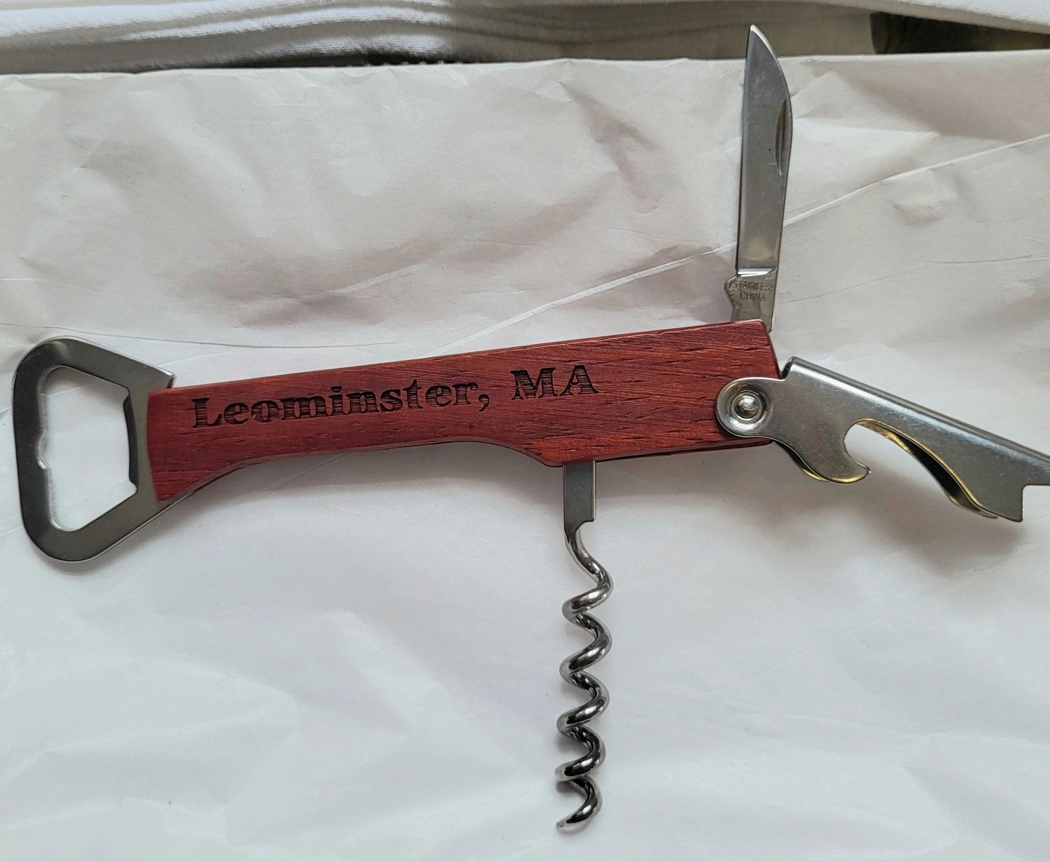 Leominster Engraved Bottle Opener & Wine Corkscrew - Potpourri Gift Shop