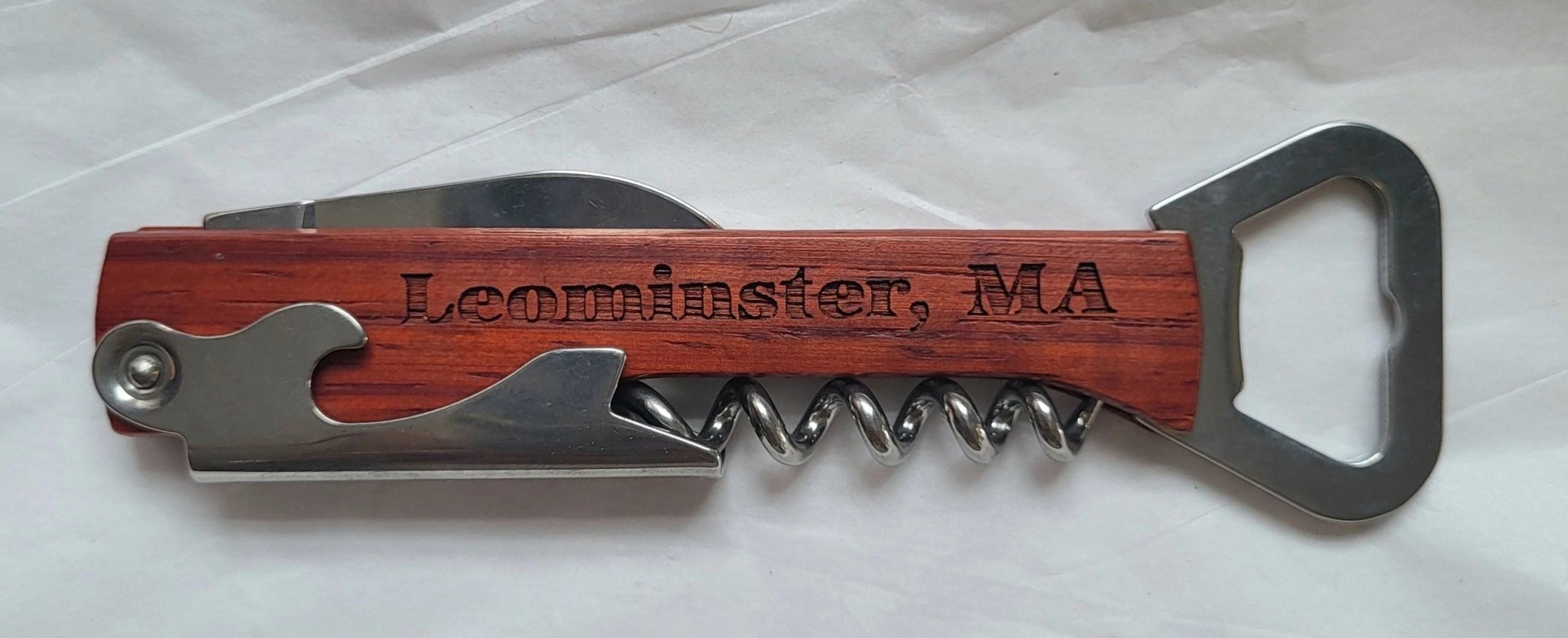 Leominster Engraved Bottle Opener & Wine Corkscrew - Potpourri Gift Shop