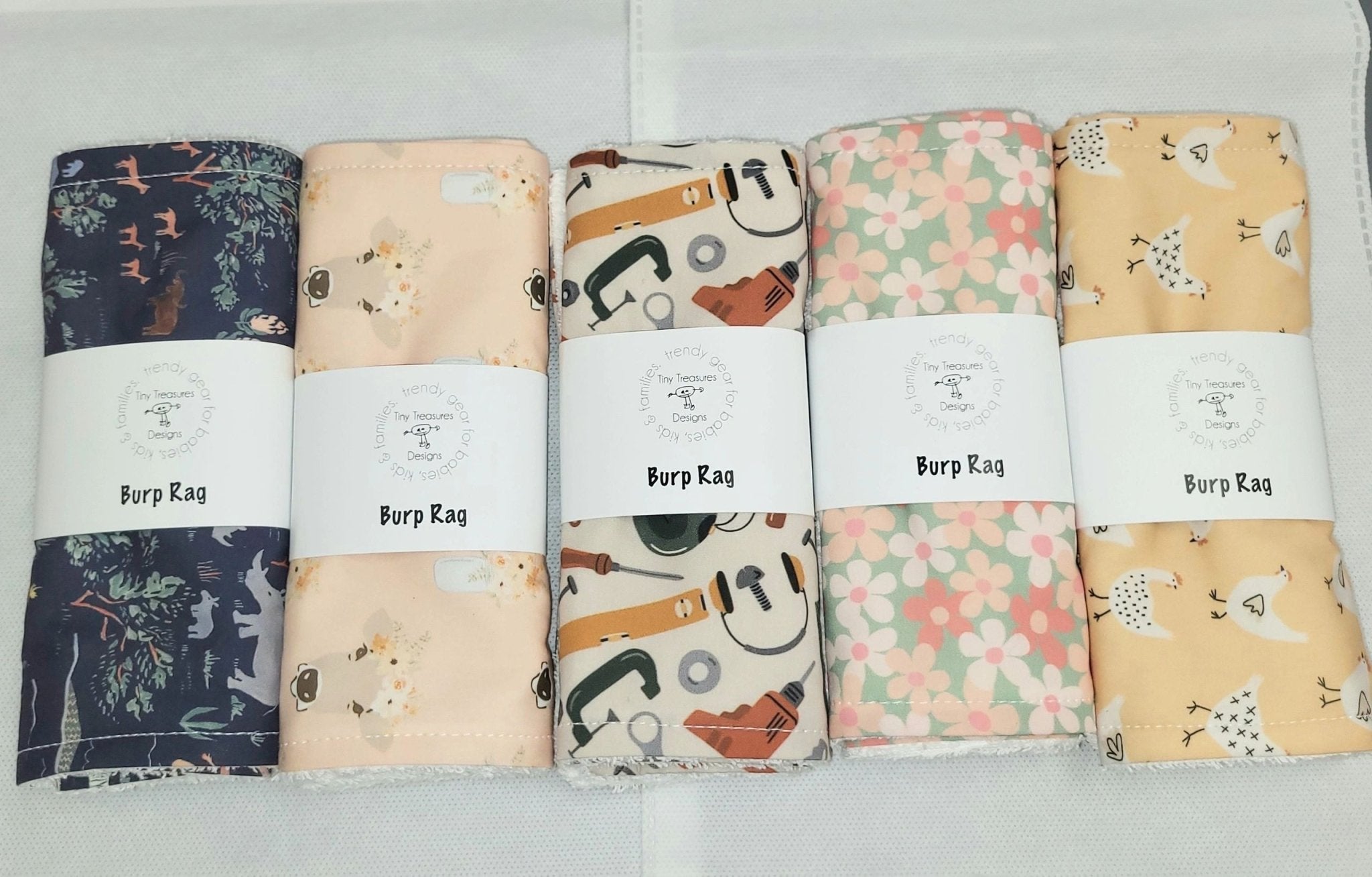 Cotton Terry Cloth Burp Rag with Tools - Potpourri Gift Shop