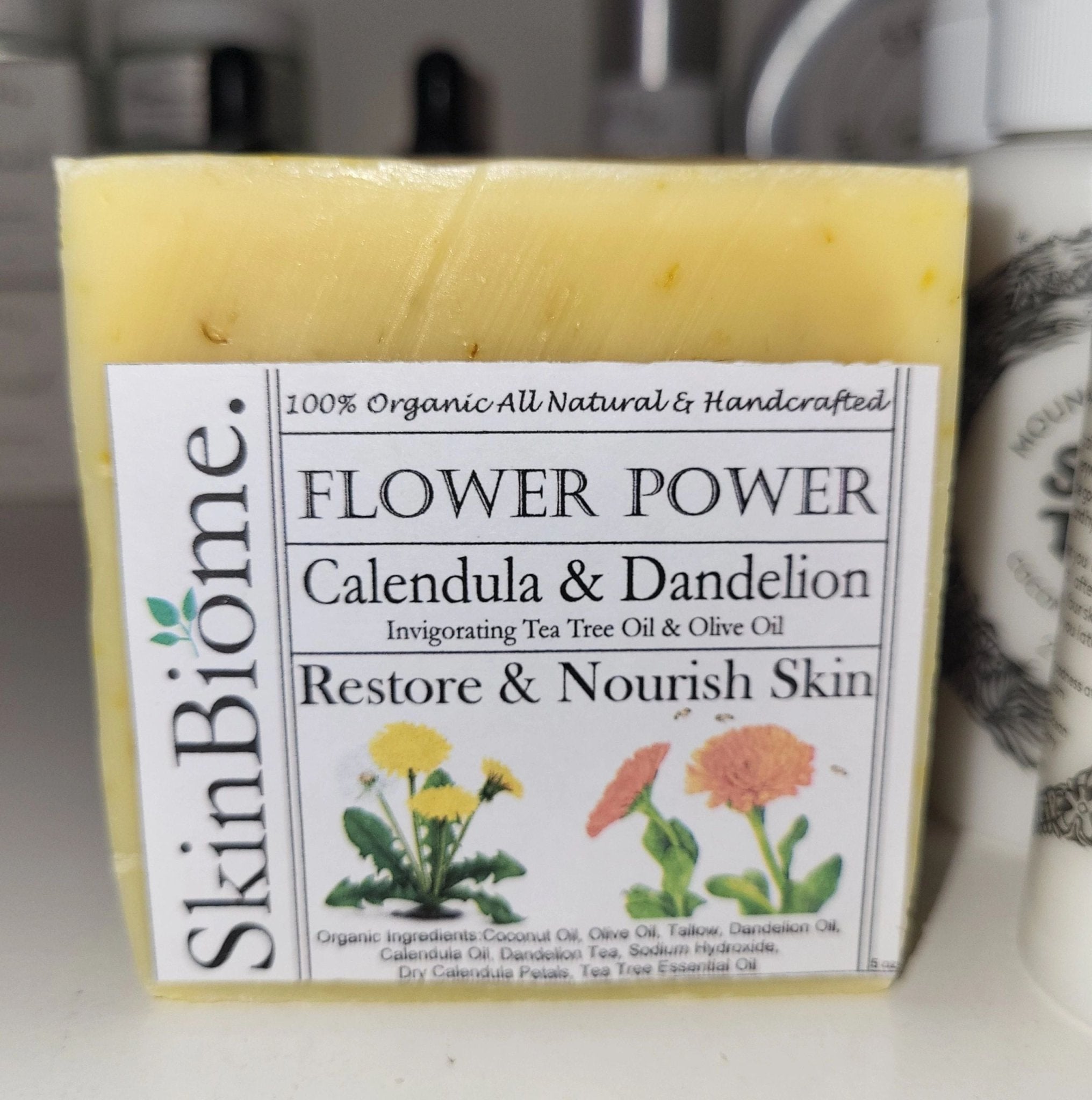 Organic Flower Power Calendula & Dandelion Bar Soap - Potpourri Gift Shop