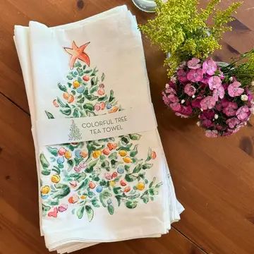 Colorful Christmas Tree Tea Towel - Potpourri Gift Shop