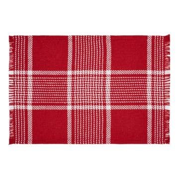 Eston Red White Plaid Placemat Set of 2 Fringed 13x19 - Potpourri Gift Shop