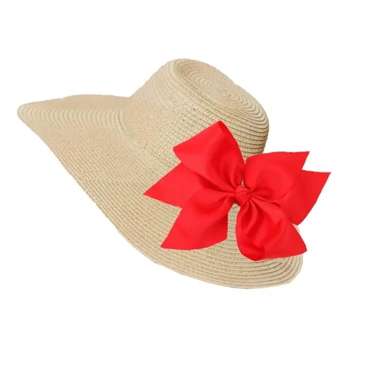 The Chatham Straw Hat with Interchangeable Red Bow - Potpourri Gift Shop