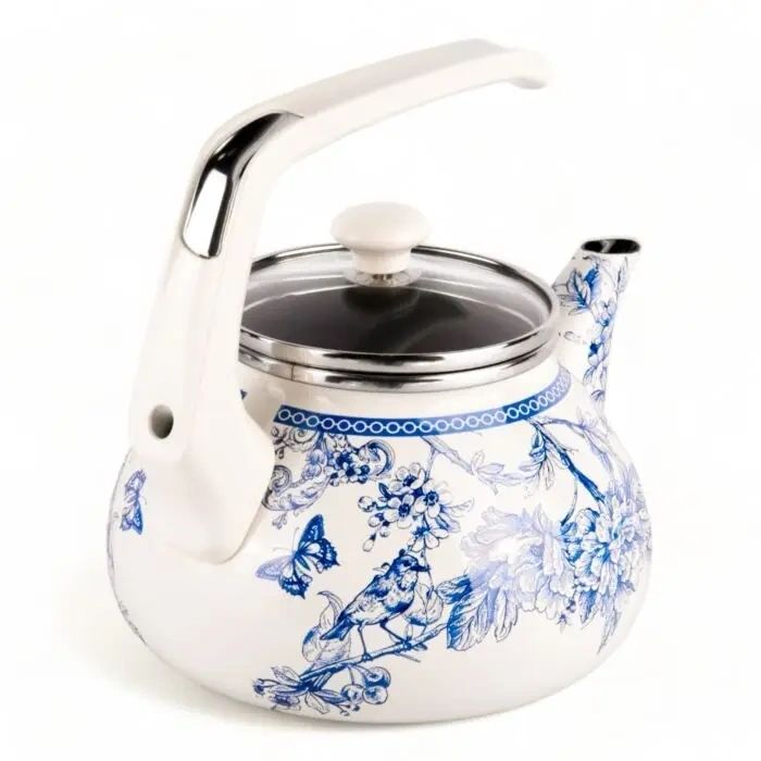 Bird of Paradise Enamel Kettle 2.3 qt. - Potpourri Gift Shop