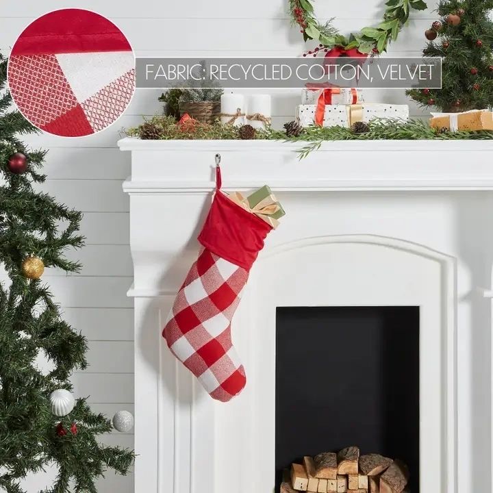 Large Red Check Stocking 12x20 - Potpourri Gift Shop