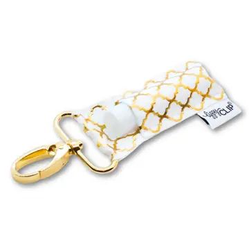 Gold Quatrefoil White LippyClip® Lip Balm Holder - Potpourri Gift Shop