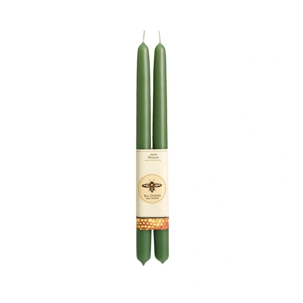100% Pure Beeswax Tapers Pair in Moss - Potpourri Gift Shop