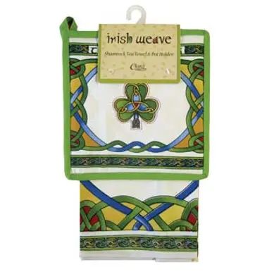 Irish Emblem Tea Towel & Shamrock Potholder - Potpourri Gift Shop
