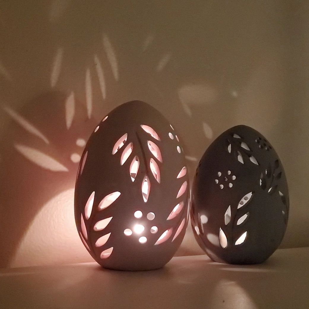 Handmade Terracotta Egg Lanterns - Set of 2 - Potpourri Gift Shop