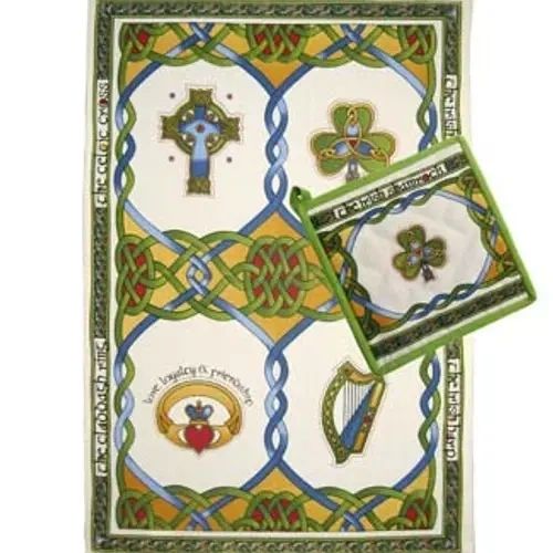Irish Emblem Tea Towel & Shamrock Potholder - Potpourri Gift Shop