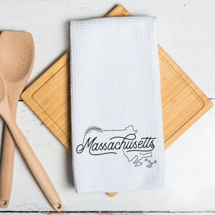 Massachusetts State Outline Kitchen Towel - Potpourri Gift Shop