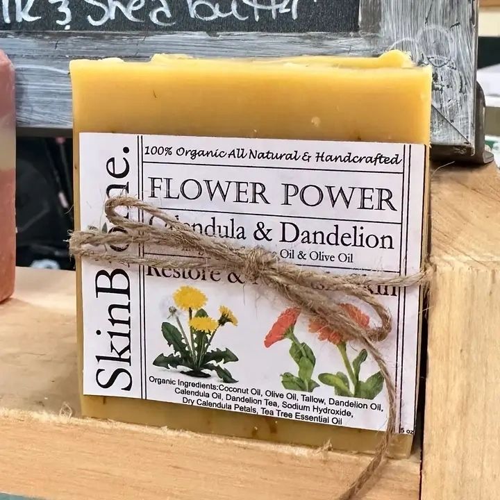 Organic Flower Power Calendula & Dandelion Bar Soap - Potpourri Gift Shop