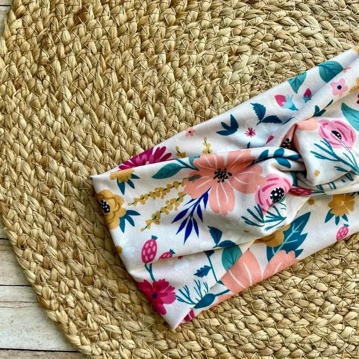 Cream Bright Floral Knit Twist Headband - Potpourri Gift Shop