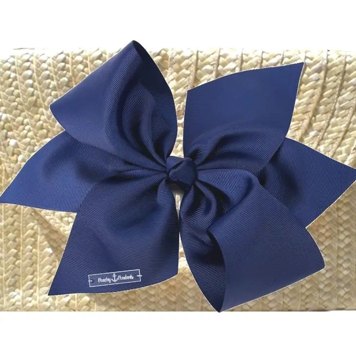 The Vineyard Straw Clutch with Interchangeable Bow - Navy - Potpourri Gift Shop