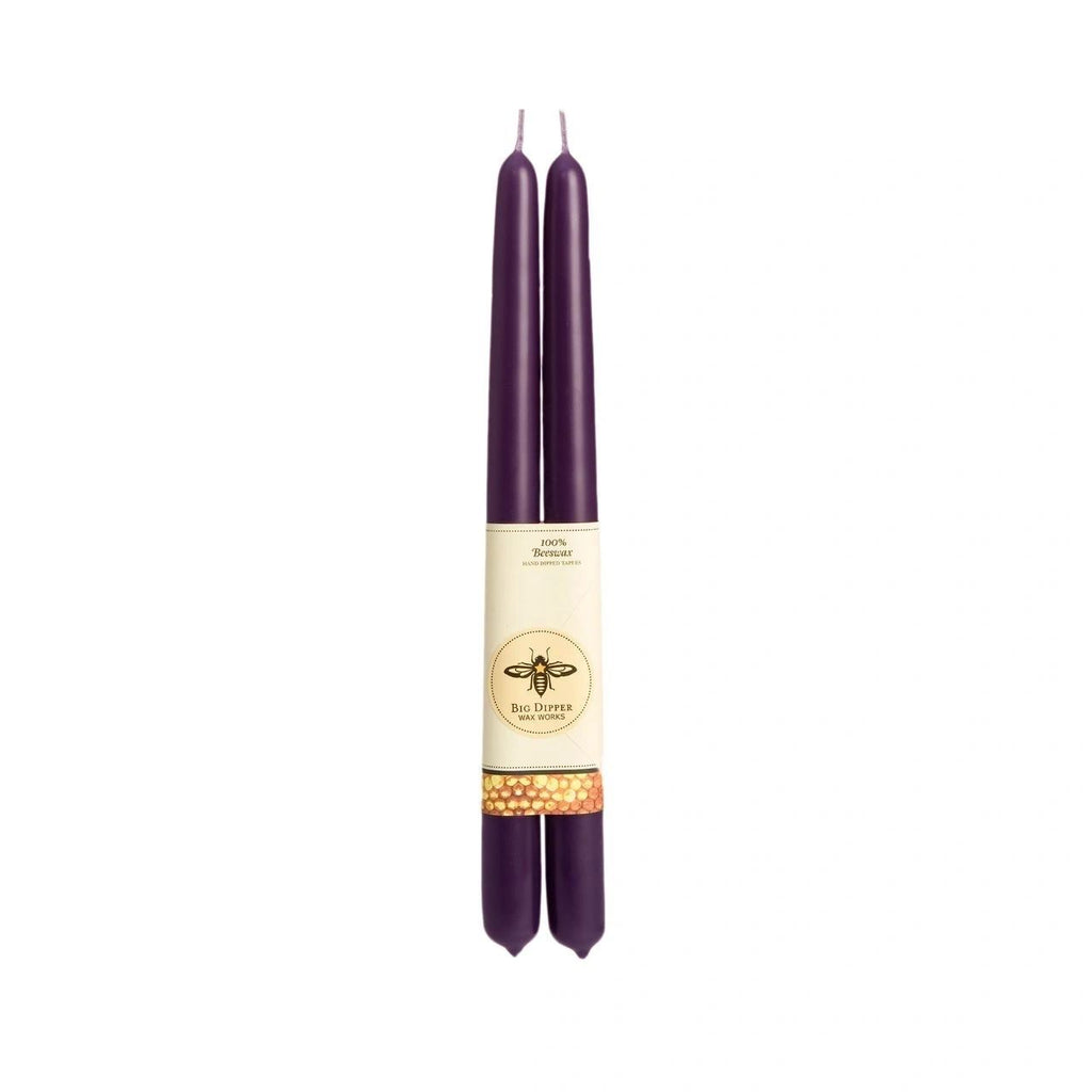 100% Pure Beeswax Tapers Pair in Eggplant - Potpourri Gift Shop