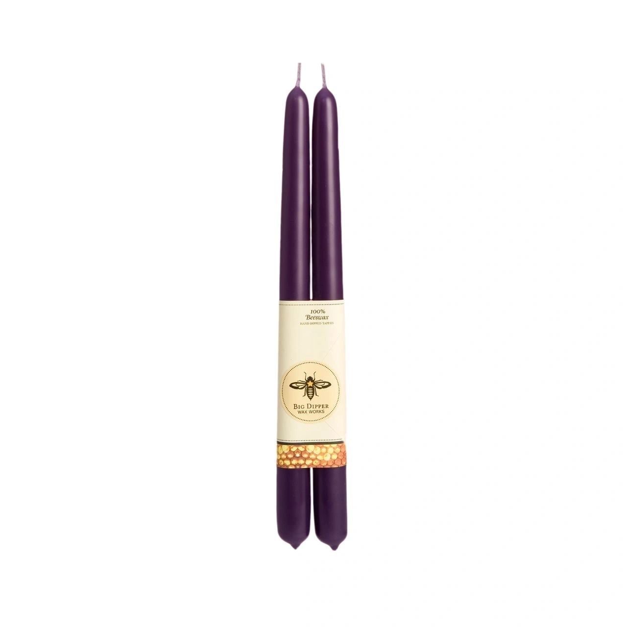 100% Pure Beeswax Tapers Pair in Eggplant - Potpourri Gift Shop