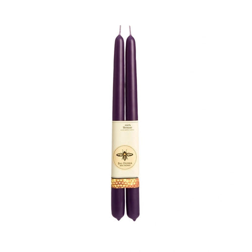 100% Pure Beeswax Tapers Pair in Eggplant - Potpourri Gift Shop