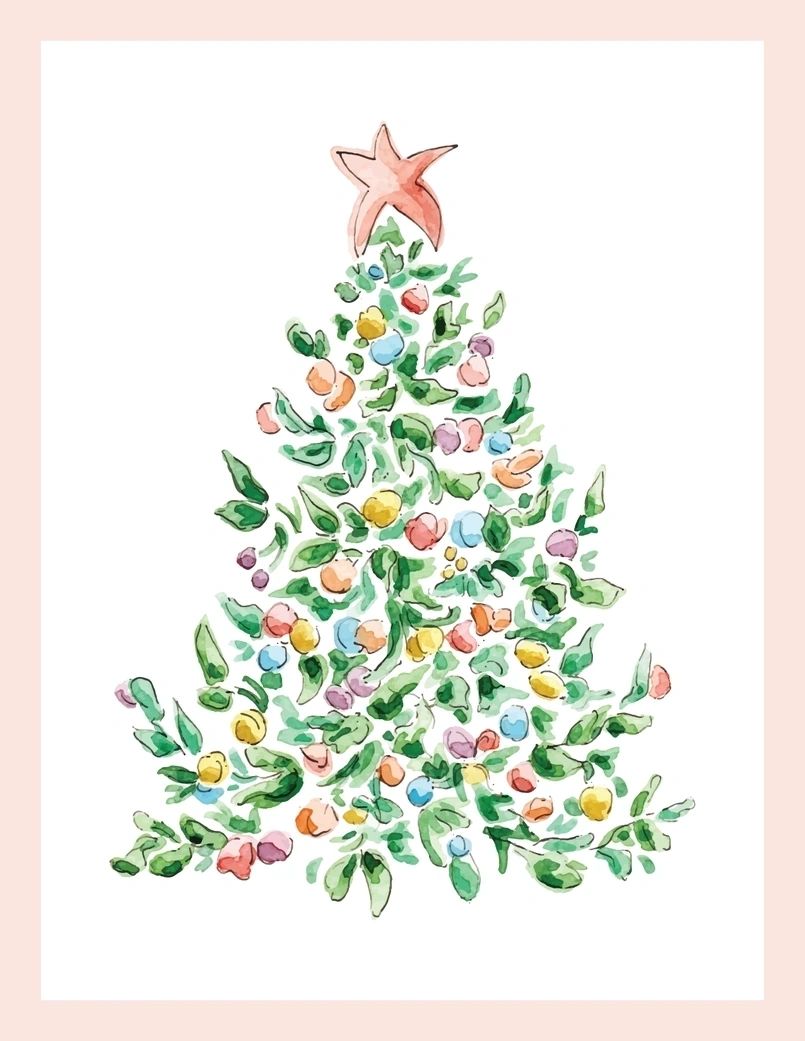 Colorful Christmas Tree Cards - Boxed Set of 8 - Potpourri Gift Shop