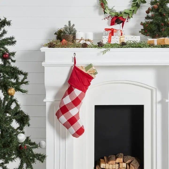 Large Red Check Stocking 12x20 - Potpourri Gift Shop