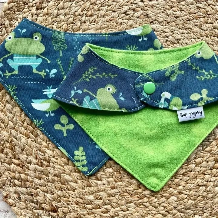 Children's Cotton Frog Bandana Bib 6 - 12 mos. - Potpourri Gift Shop