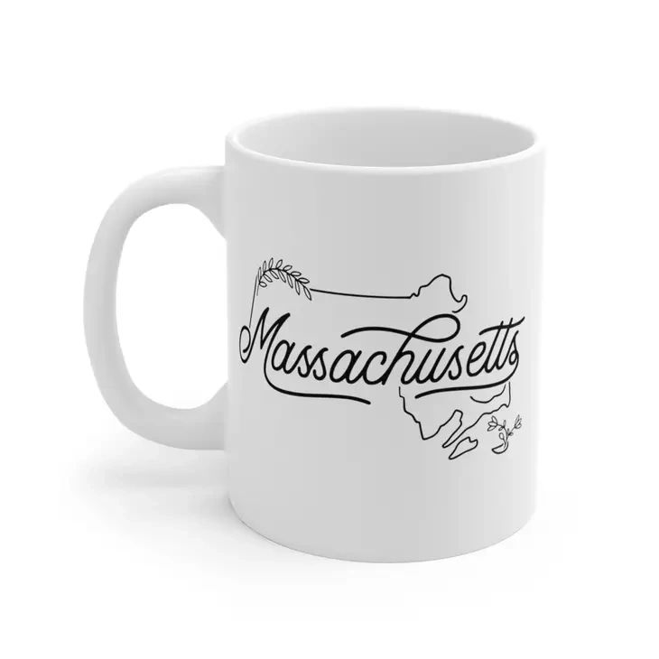 Massachusetts State Outline Coffee Mug 11 oz. - Potpourri Gift Shop