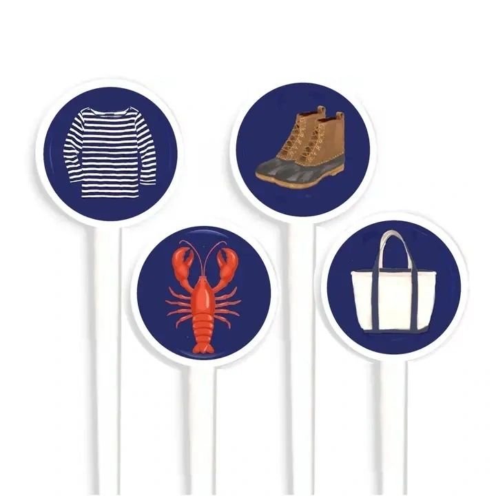 Preppy New England Swizzle Sticks 4PK - Potpourri Gift Shop