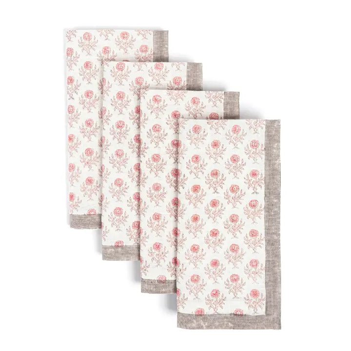 Artisan Hand - Blocked Cloth Napkins – 100% Cotton – Set of 4 - Potpourri Gift Shop