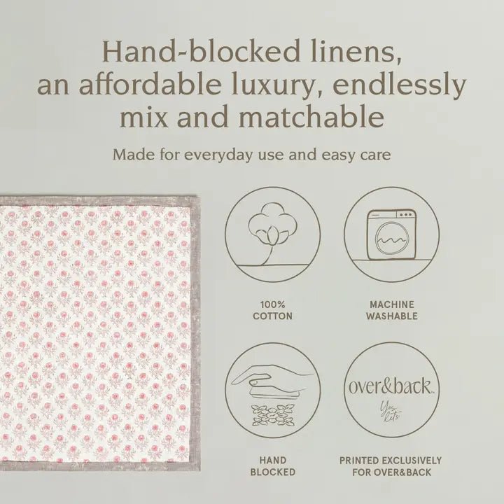 Artisan Hand - Blocked Cloth Napkins – 100% Cotton – Set of 4 - Potpourri Gift Shop