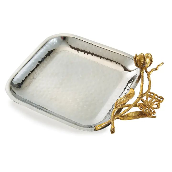 Square 6.5" Square Butterfly Tray with Gold Detail - Potpourri Gift Shop