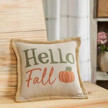 Hello Fall Throw Pillow 9x9" - Potpourri Gift Shop