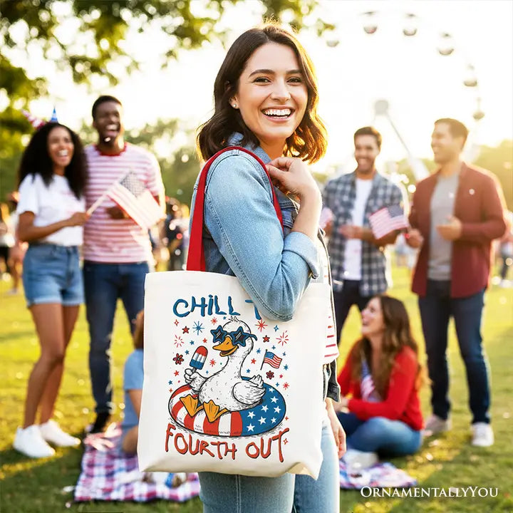 Chill The Fourth Out Silly Goose Tote Bag