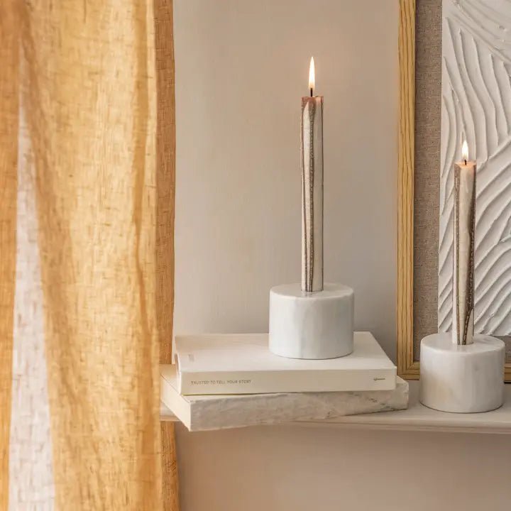 Classic Marble Candle Holders – Set of 2 - Potpourri Gift Shop