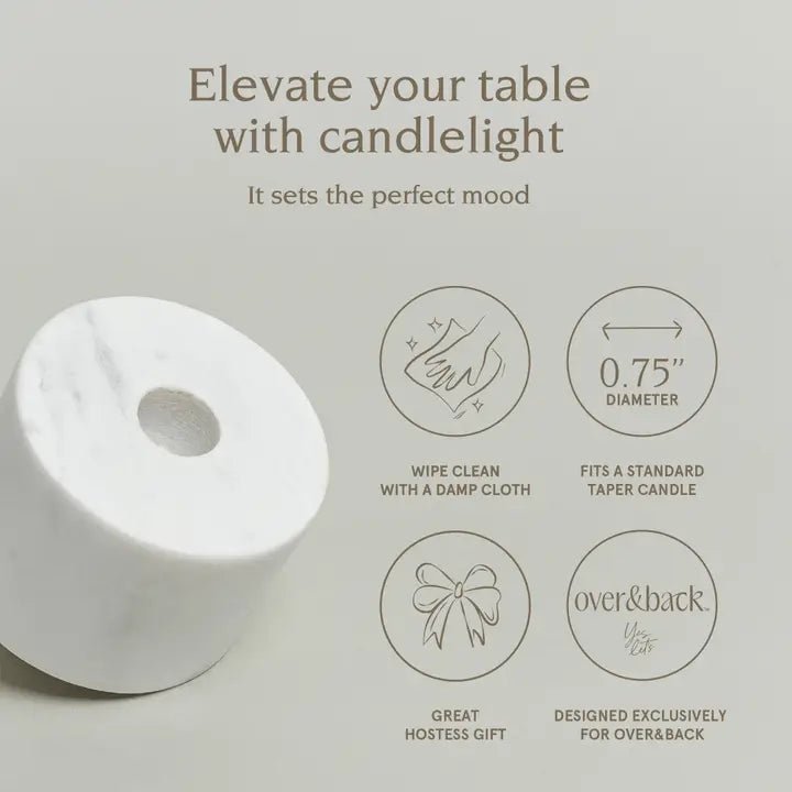 Classic Marble Candle Holders – Set of 2 - Potpourri Gift Shop