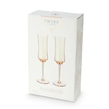 Tulip Amber Tinted Glass Stemmed Champagne Flutes Set of 2 - Potpourri Gift Shop