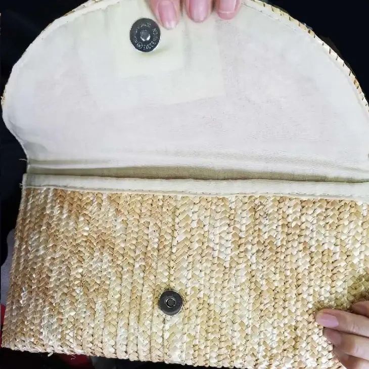 The Vineyard Straw Clutch with Interchangeable Bow in Black - Potpourri Gift Shop