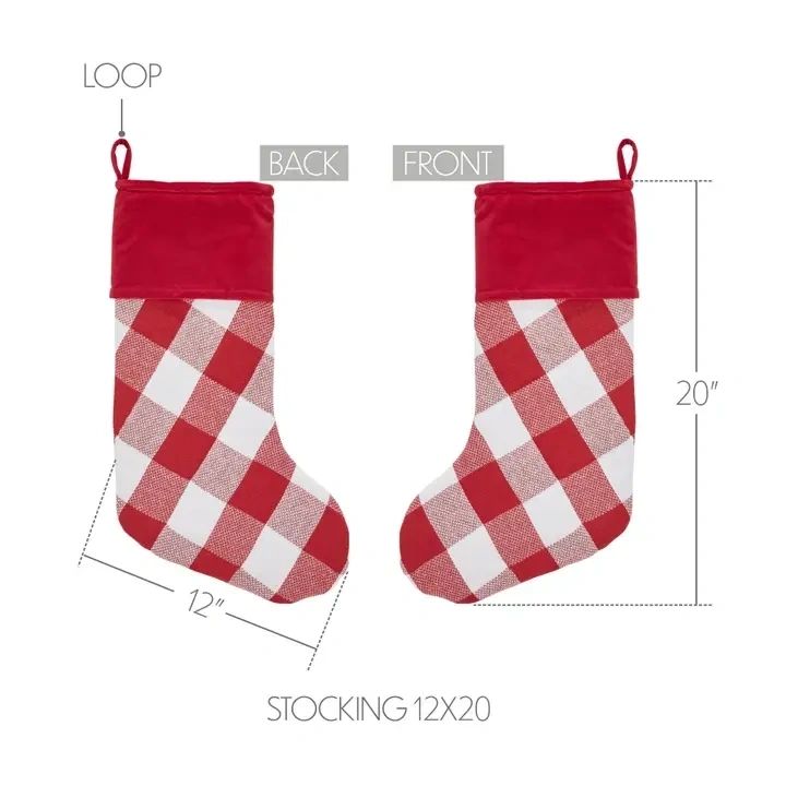 Large Red Check Stocking 12x20 - Potpourri Gift Shop
