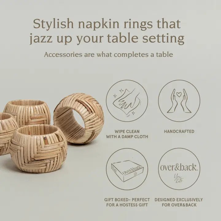 Harvest Wicker Napkin Rings – Set of 4 - Potpourri Gift Shop