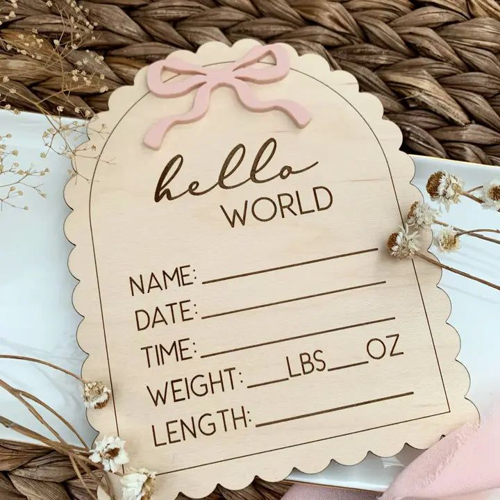 Hello World Bow Theme Stat Sign