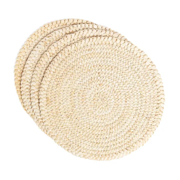 Rustic Round Woven Placemats – Black & Natural – Set of 4 - Potpourri Gift Shop