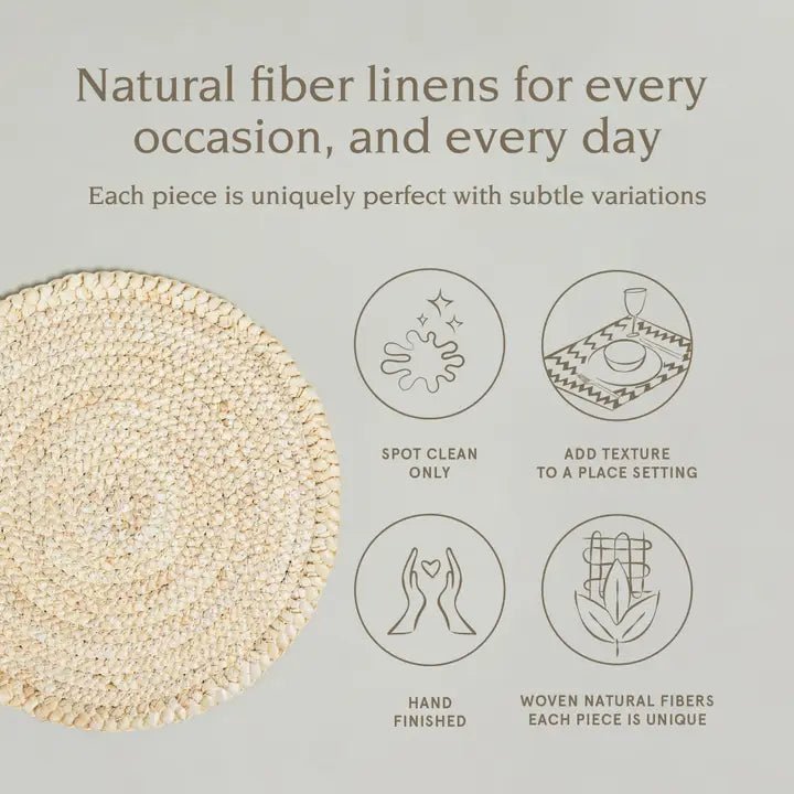 Rustic Round Woven Placemats – Black & Natural – Set of 4 - Potpourri Gift Shop
