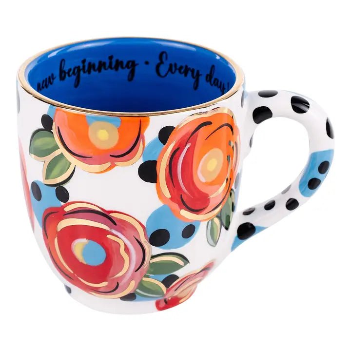 Whimsical Polka Dot Flower Mug - Potpourri Gift Shop