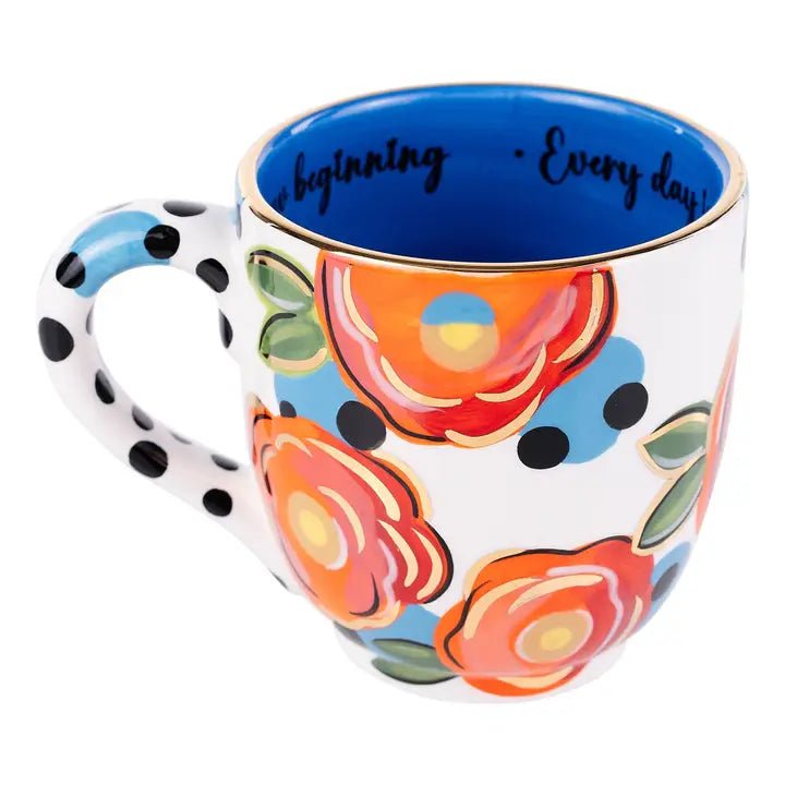 Whimsical Polka Dot Flower Mug - Potpourri Gift Shop